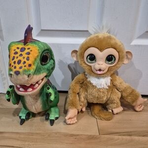 2 FurReal pets (Munchin Baby T Rex & Check Up Zandi Monkey)